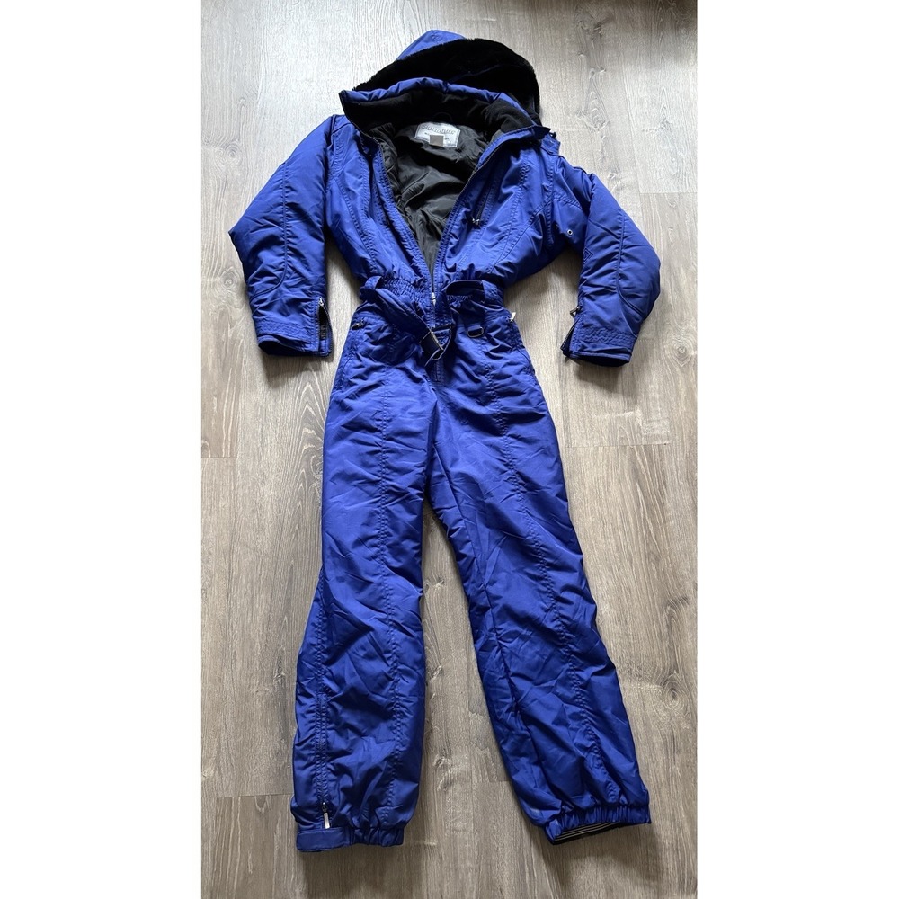 Vtg Signature M Colour Blue Ski Snow Puffer Jumpsuit US Size 12